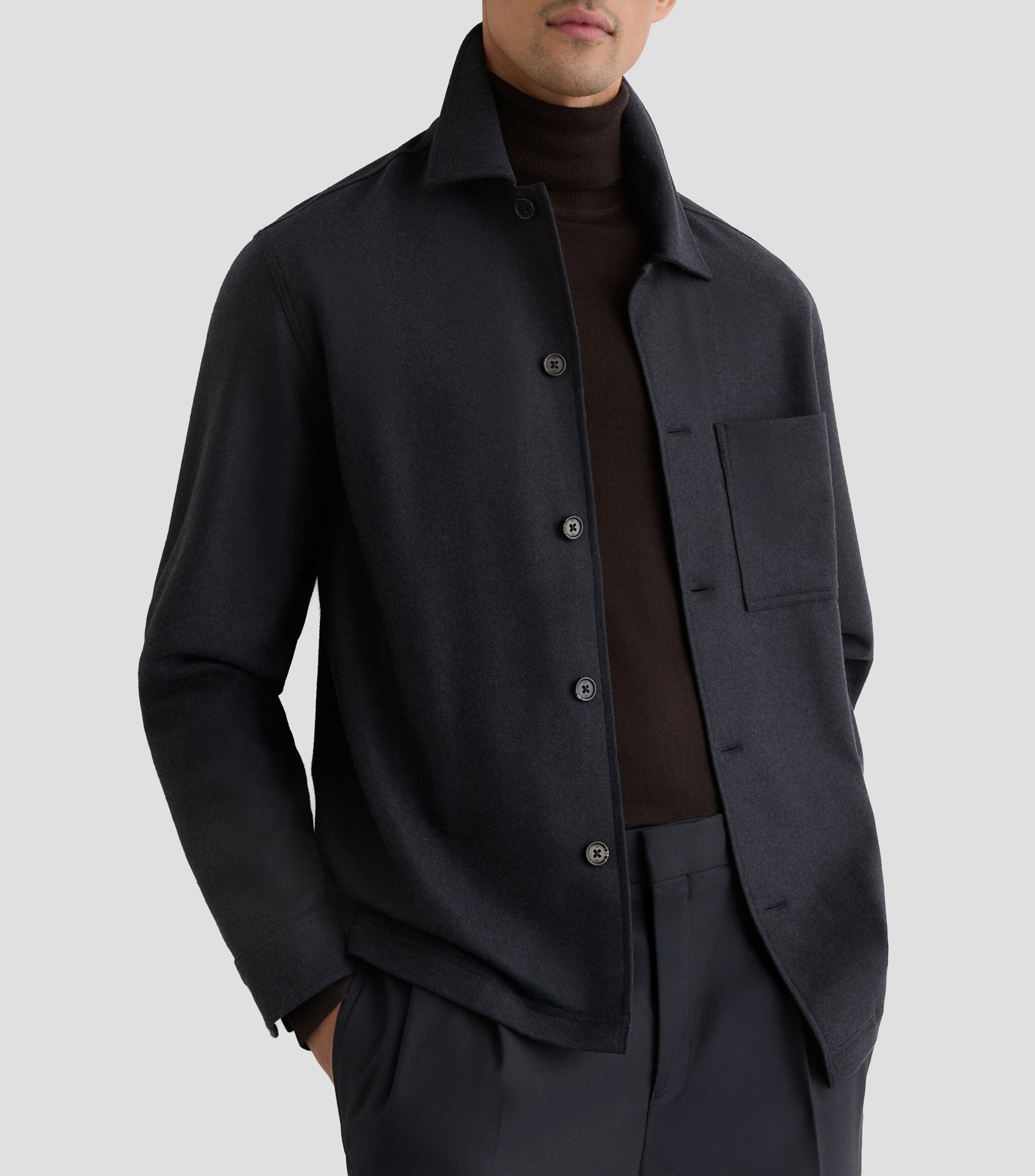 Camisa de vestir lisa con manga larga Hombre